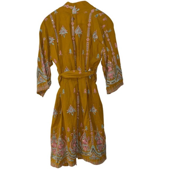 DIXIE MUSTARD MULTICOLOR BOHO WRAP DRESS - Picture 2 of 4